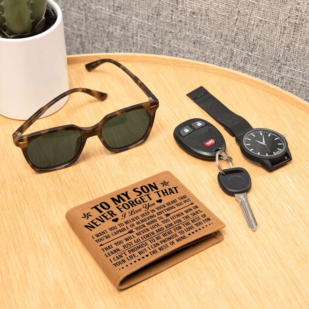 To My Son Skies (Black) – Leather Wallet