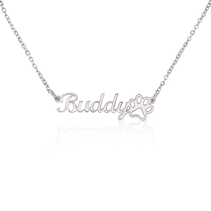 Classic Paw Print Name Necklace